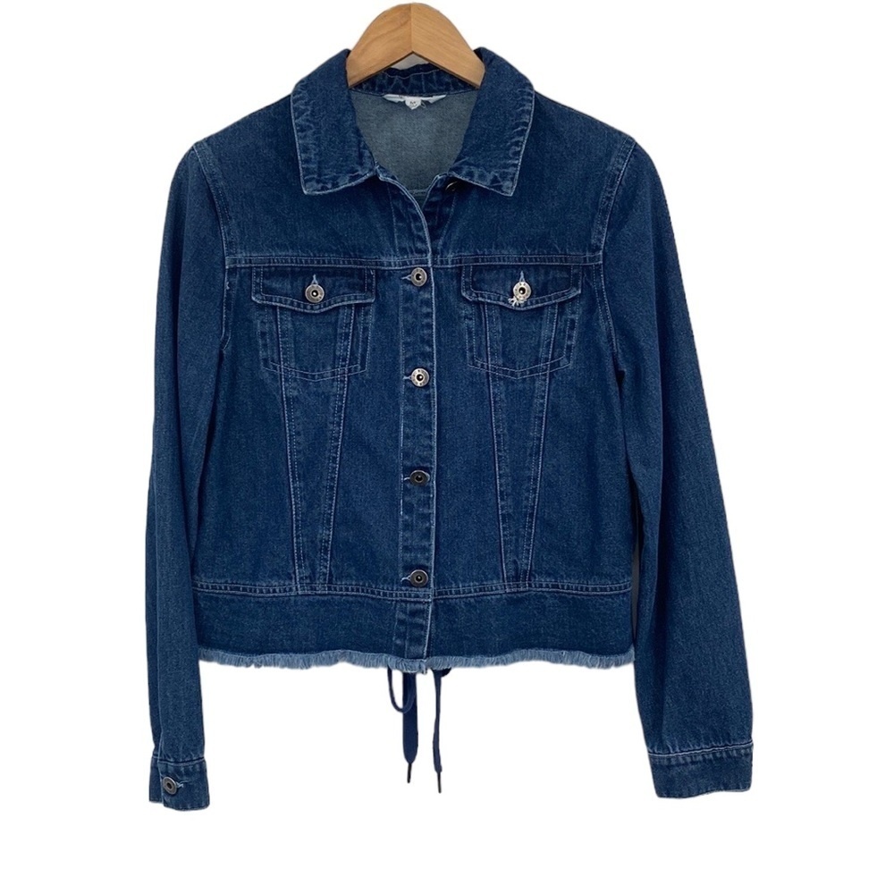 BB Dakota Jean Jacket Womens Medium Cilia Dark Wash Denim‎ Lace Up Back Denim